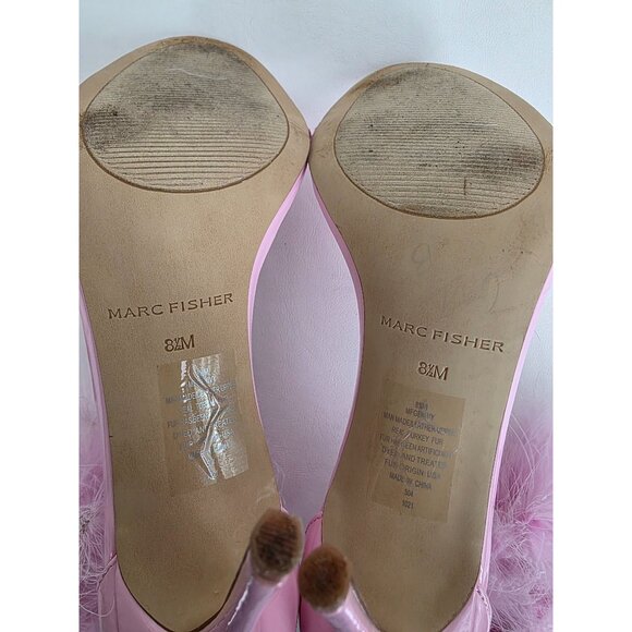 Marc Fisher LTD Genivy Feather Ankle Strap Stiletto Sandals Flamingo Pink 8.5 - Picture 3 of 10